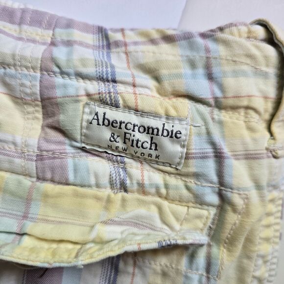 Abercrombie & Fitch Men’s Shorts Plaid Heavy Button Fly Cargo Shorts Size 34 - Picture 5 of 8